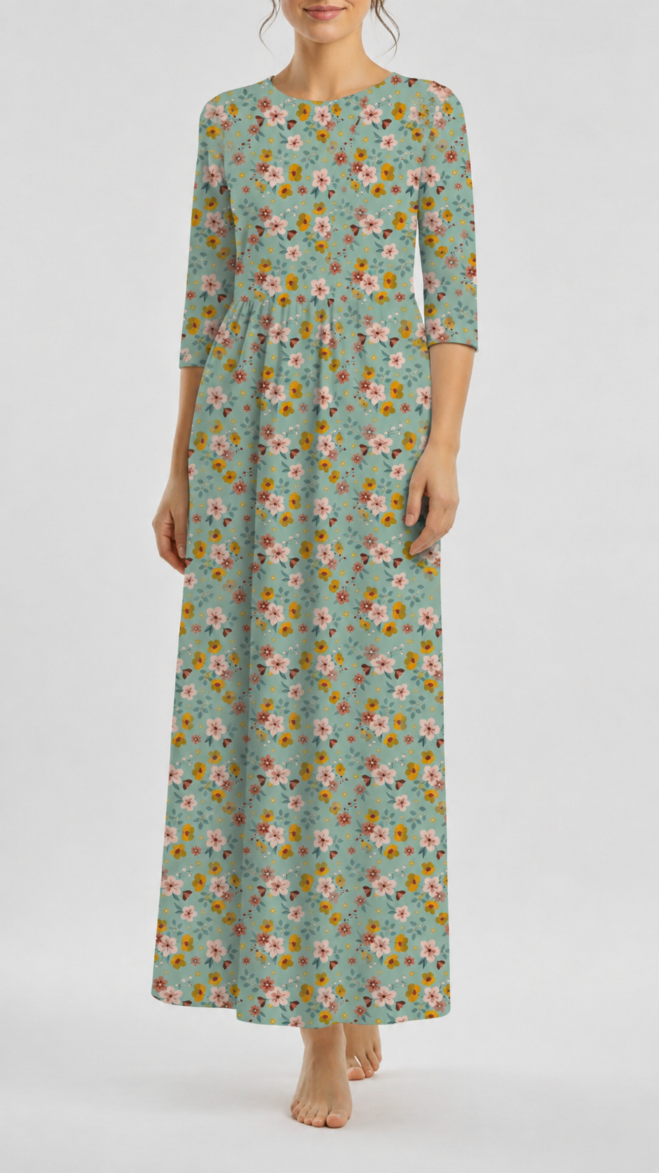 * Unique Design * Willow Ribbed Knit Golden Meadow Deep Aqua