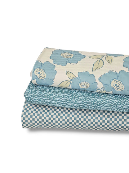 * Unique Design * Willow Ribbed Knit Country Check Dusty Aqua