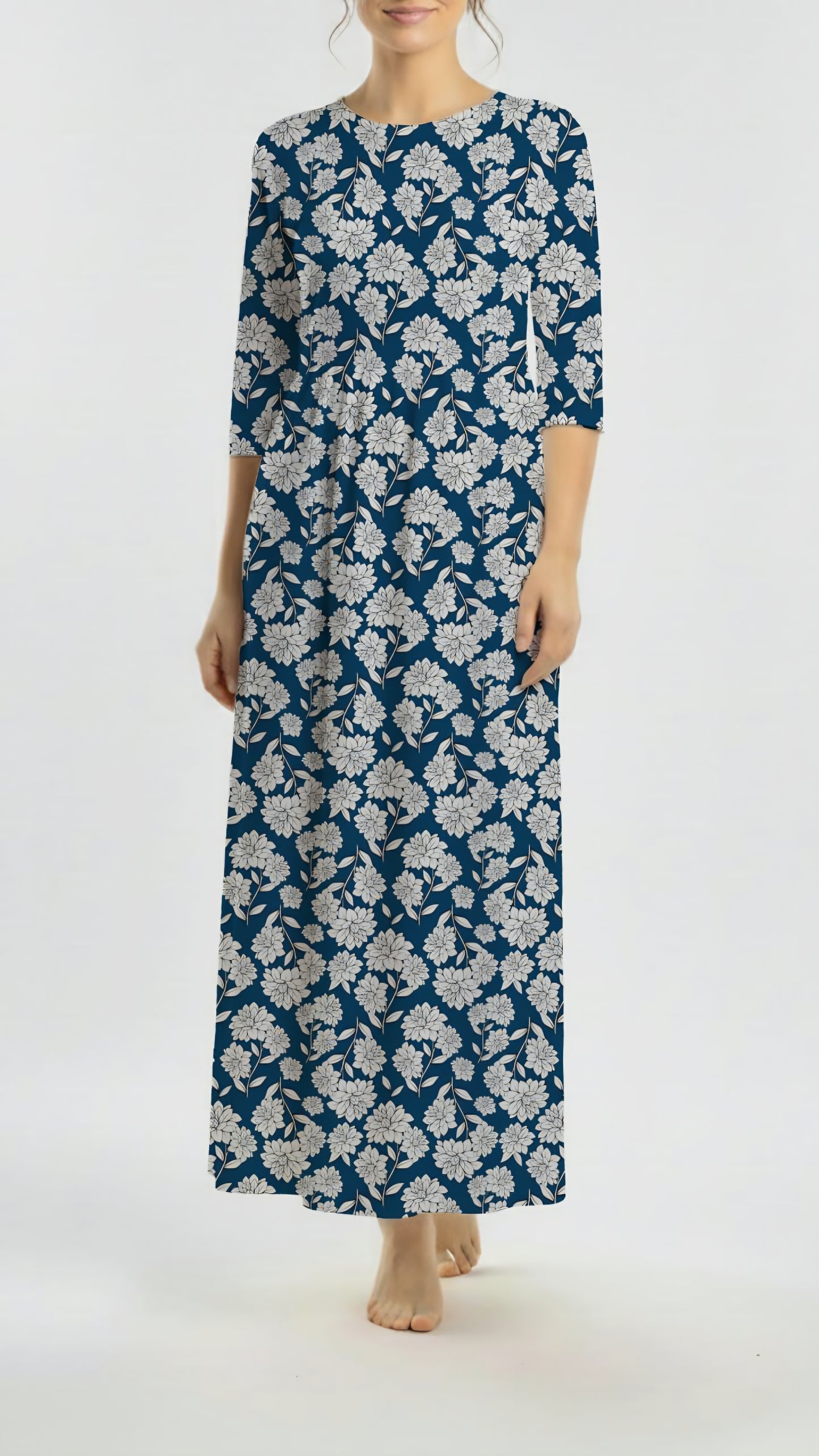 *Unique Design* Tricot Knit Classic Indigo Garden