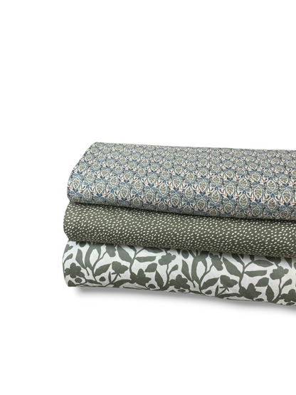 *Unique Design* Swiss Dot Knit Abstract Floral Olive
