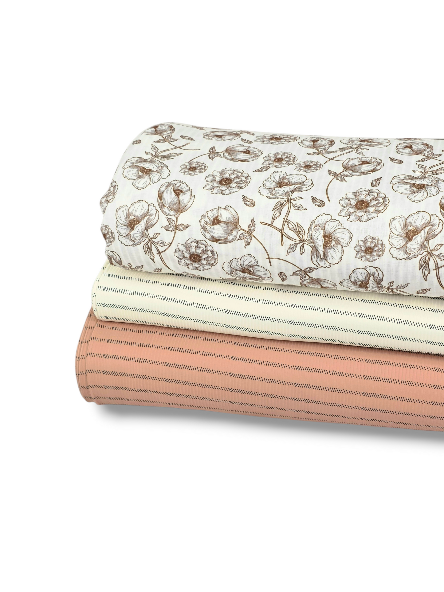 *Unique Design* Ribbed Knit Cotton Feel Heirloom Floral Rust