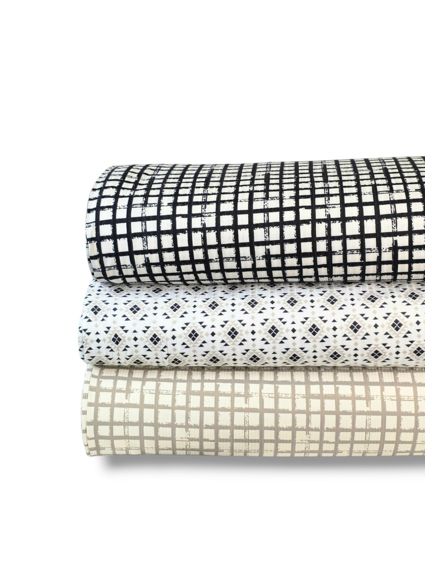 * Unique Design * Ribbed Knit Cotton Feel Brushed Checks Black