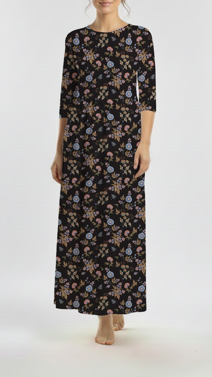 * Unique Design * Willow Ribbed Knit Victorian Garden Black