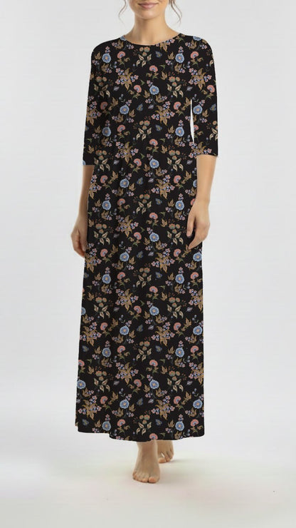 * Unique Design * Willow Ribbed Knit Victorian Garden Black