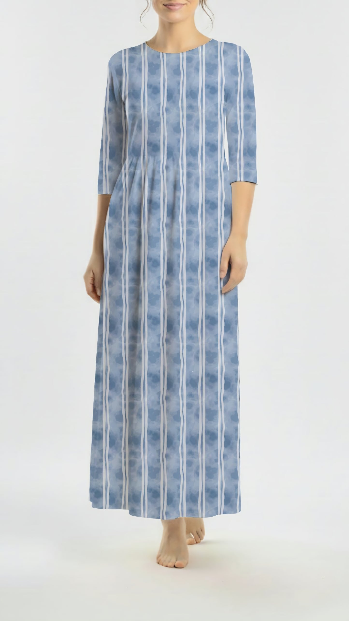 *Unique Design* Willow Ribbed Knit Watercolor Stripes Blue