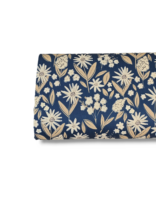 *Unique Design* Willow Ribbed Knit Vintage Daisy Navy