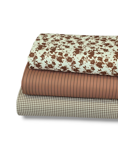 * Unique Design * Willow Ribbed Knit Heritage Flowers Brown