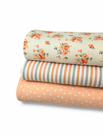 *Unique Design* Willow Ribbed Knit Coral Meadow Cream