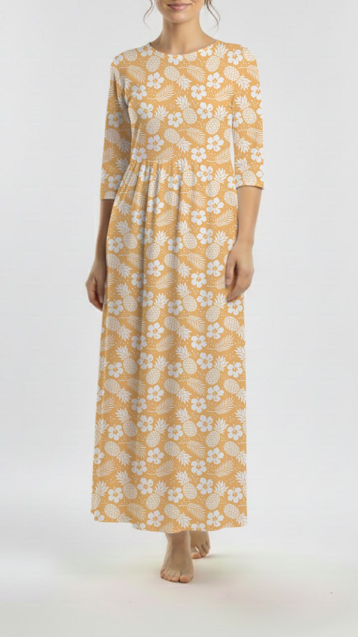 *Unique Design* Tricot Knit Hibiscus Garden Mango