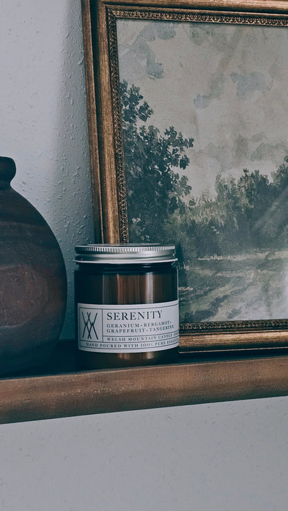 Serenity Coconut Wax Candle Amber Jar 9 Oz
