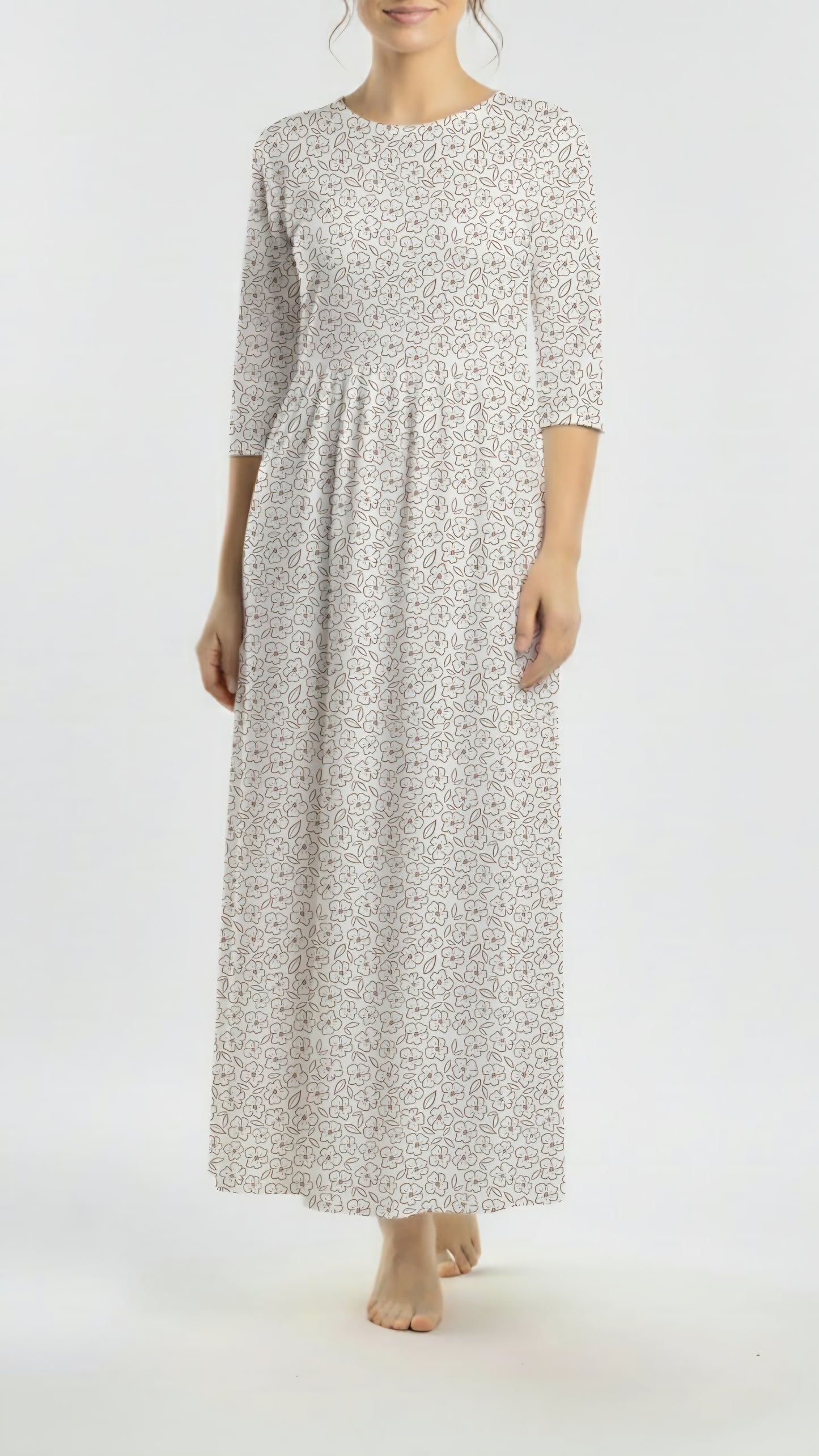 *Unique Design* Linen Sketched Blooms Tan