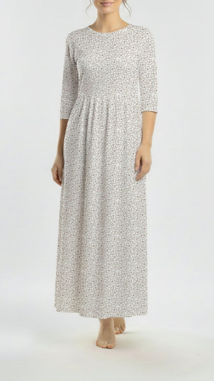 *Unique Design* Linen Sketched Blooms Tan