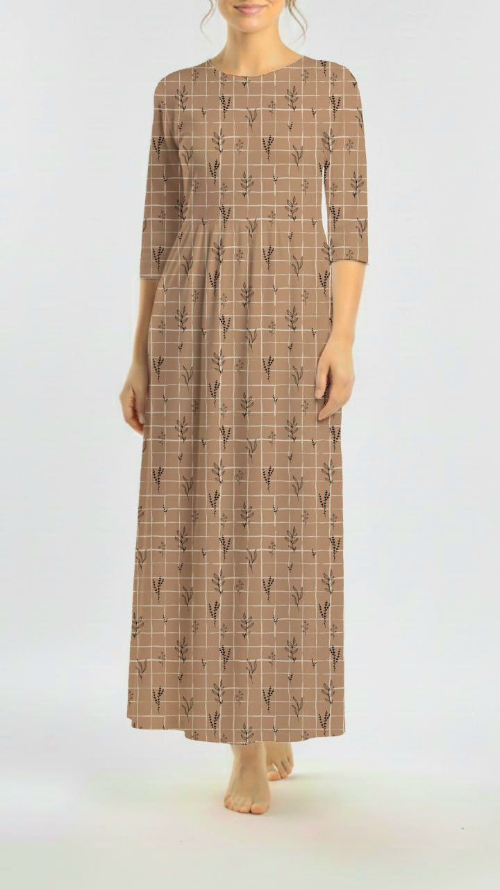*Unique Design* Tricot Knit Modern Stem Grid Terracotta