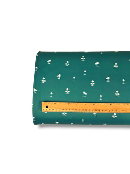 *Unique Design* Tricot Knit Coastal Palms Ocean Teal