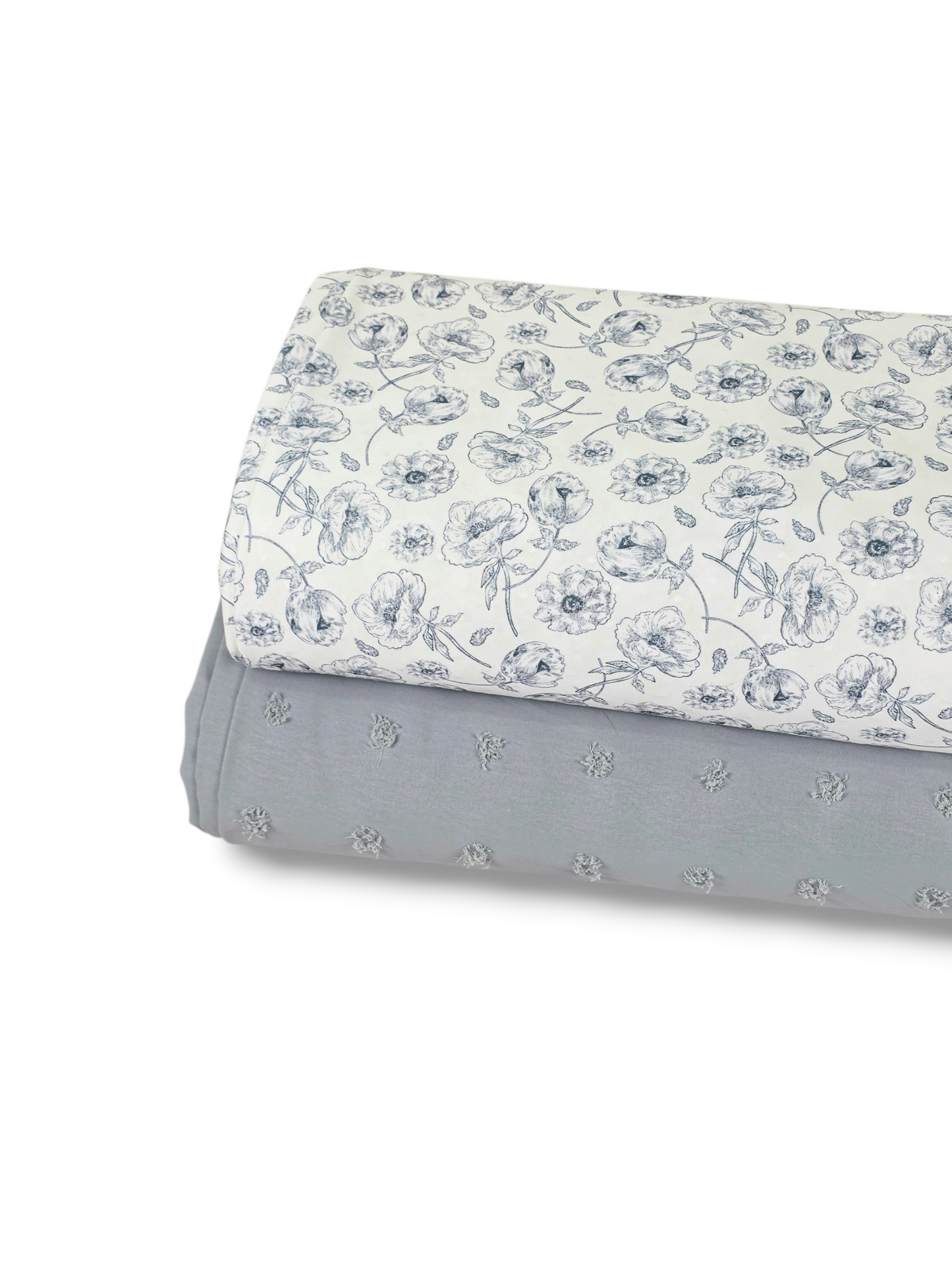 * Unique Design * Swiss Dot Knit Heirloom Floral Vintage Blue