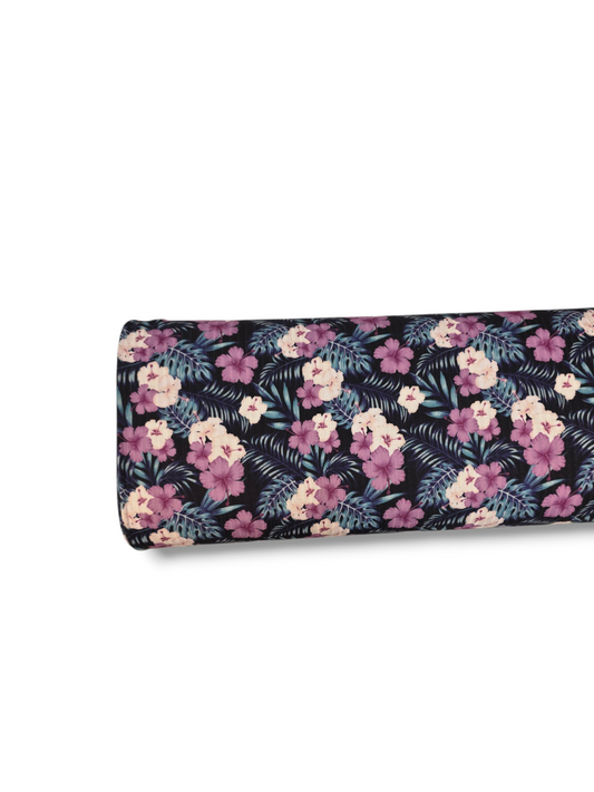 * Unique Design * Ribbed Knit Cotton Feel Tropical Hibiscus Purple