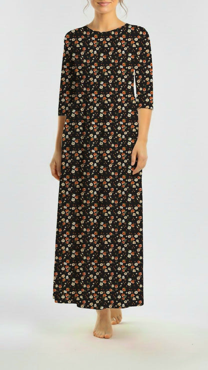 * Unique Design * Crinkled Crepe Crimson Meadow Black