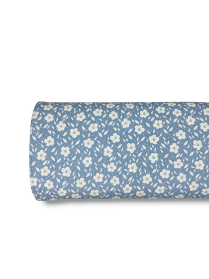 * Unique Design * Ribbed Knit Cotton Feel White Flower Field Blue