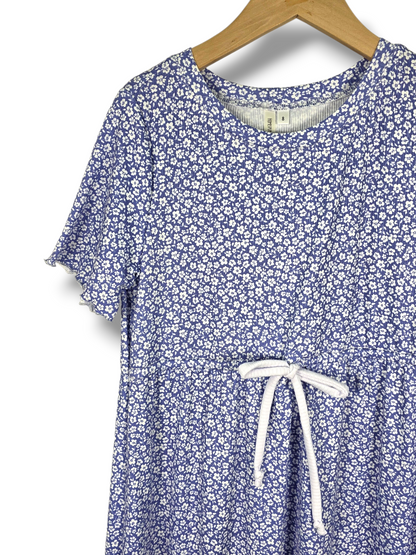Size 10 Ribbed Knit Cottage Petals Periwinkle