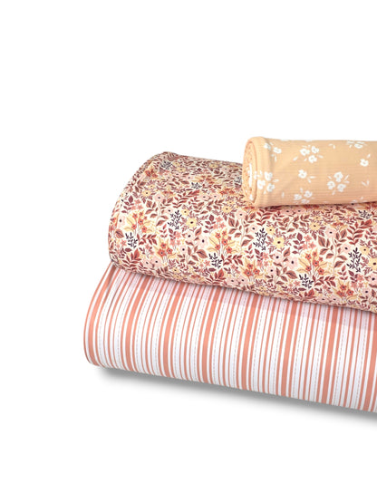 *Unique Design* Tricot Knit Coastal Stripe Peach