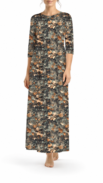 * Unique Design * Ribbed Knit Cotton Feel Camo Leaves