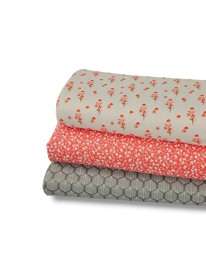 * Unique Design * Willow Ribbed Knit Coral Wildflowers