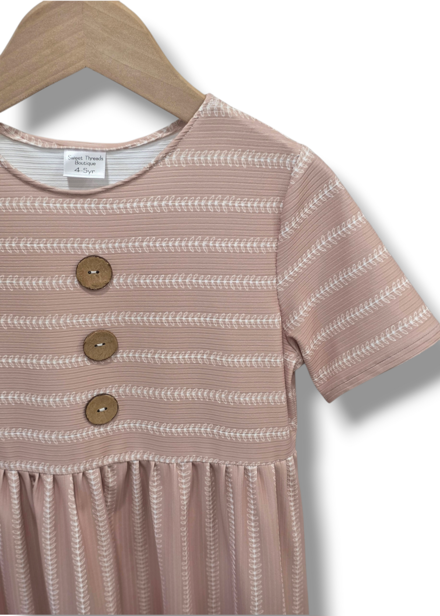 4-5 Yr Willow Ribbed Knit Victorian Vines Dress