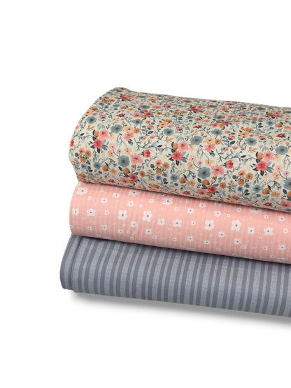 *Unique Design* Cotton Feel Ribbed Knit Cottage Wildflower