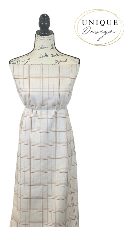 * Unique Design * Linen Patchwork Plaid Vintage Brown