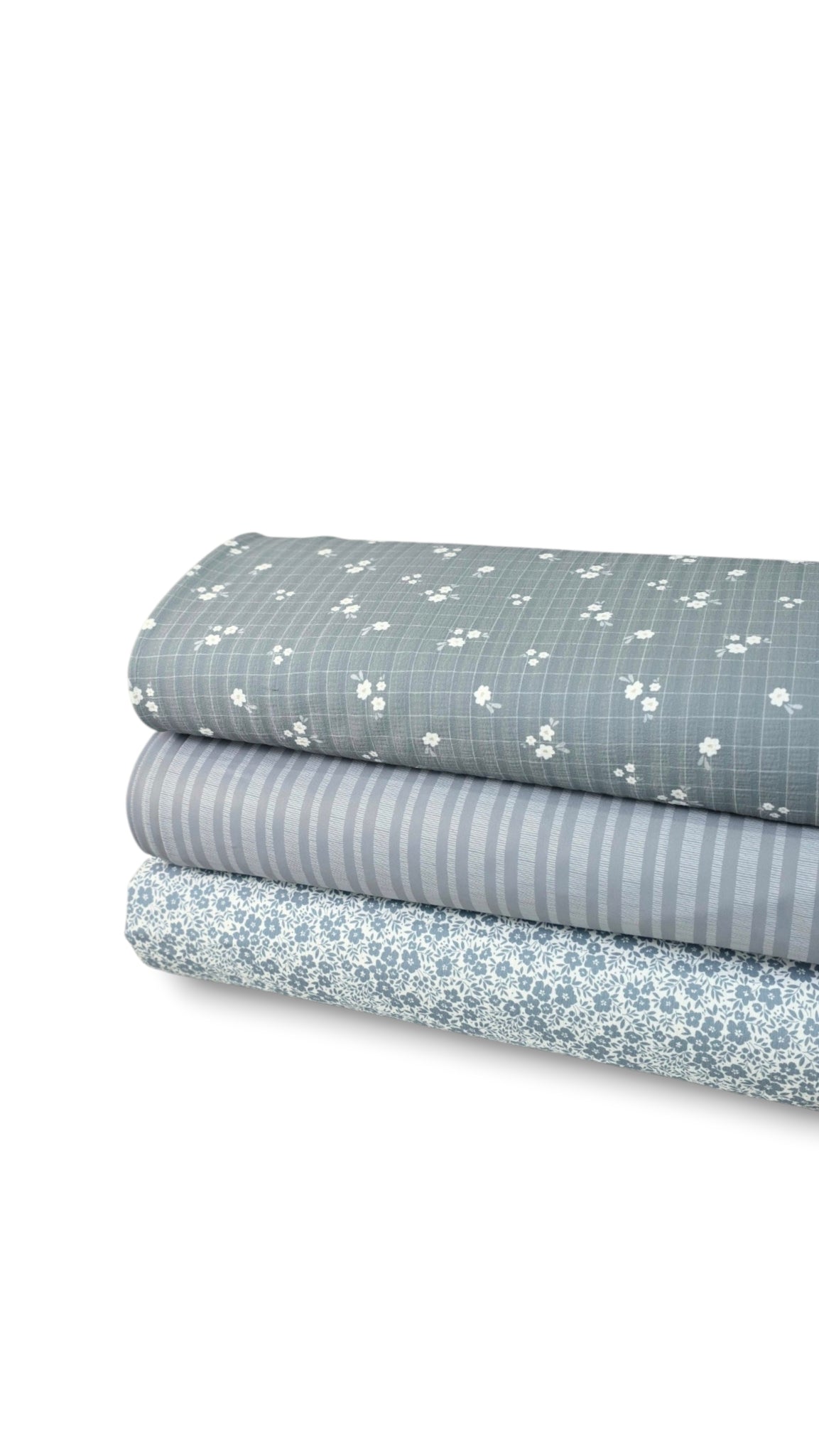 * Unique Design * Crinkled Crepe Blooming Grid Denim