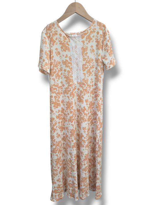 8-9 Yr Brushed Ribbed Knit Garden Floral Dress