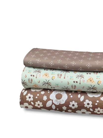 *Unique Design* Swiss Dot Knit Flower Doodles Mocha