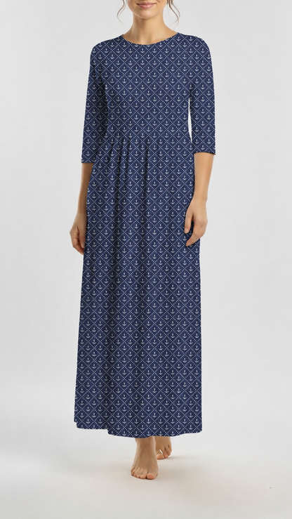 *Unique Design* Swiss Dot Knit Anchored Navy