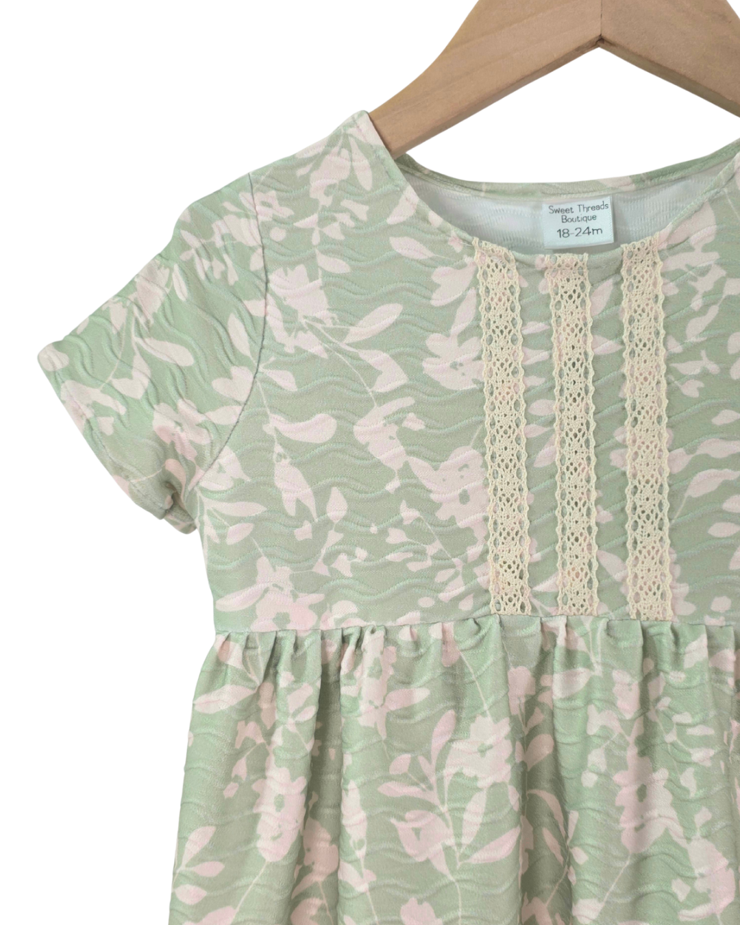 18-24 Mo Pointelle Wave Knit Cream Dress