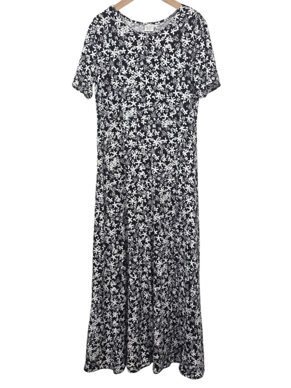 8-9 Year Dress Double Brushed Poly Black Floral