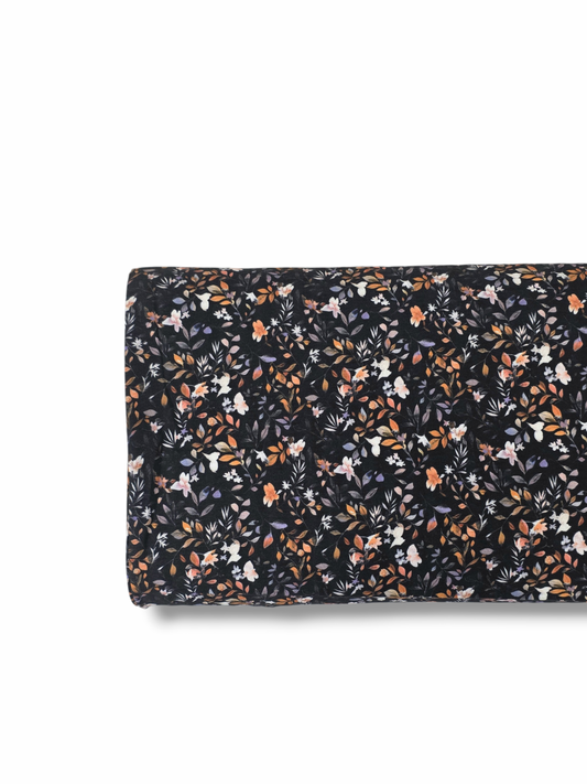 * Unique Design * Crinkled Crepe Fall Foliage Black