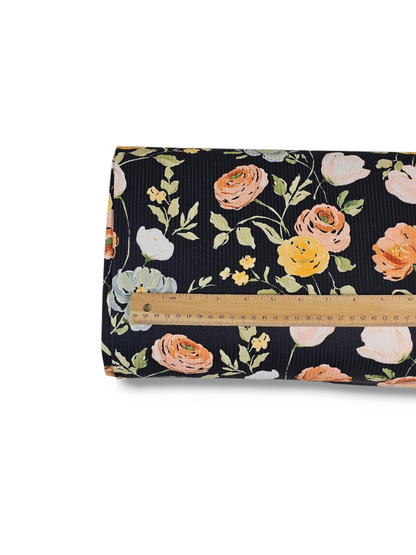 *Unique Design* Willow Ribbed Knit Autumn Floral Scape Black