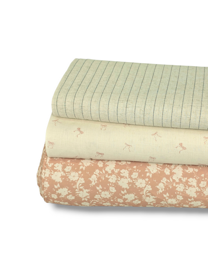 * Unique Design * Swiss Dot Knit Heritage Flowers Peach