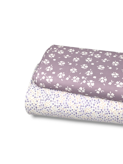 * Unique Design * Willow Ribbed Knit Mini Meadow Blooms Lavender