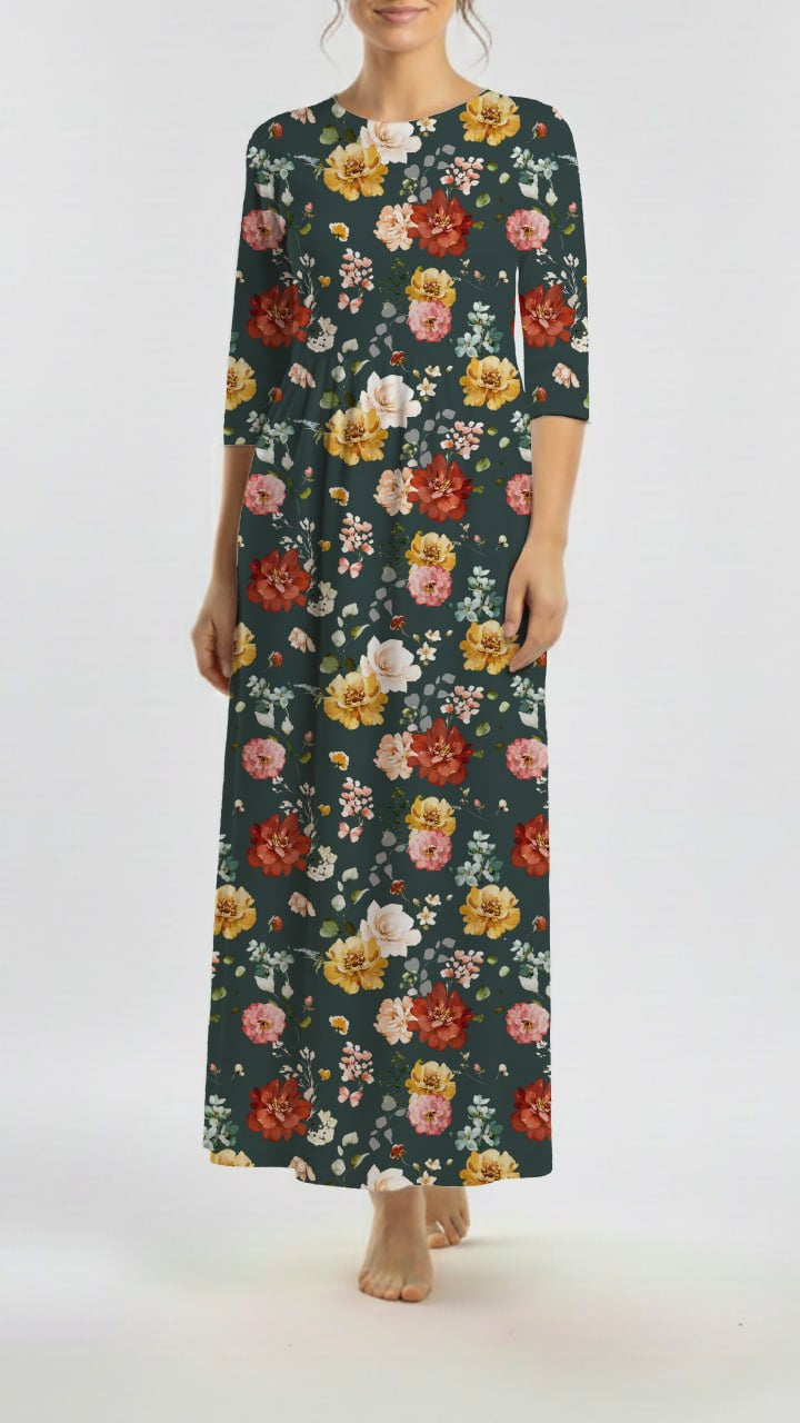 * Unique Design * Tricot Knit Bright Botanicals Driftwood Sky