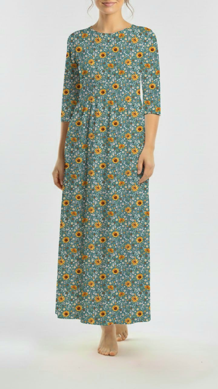 *Unique Design* Willow Ribbed Knit Autumn Sunflower Aqua