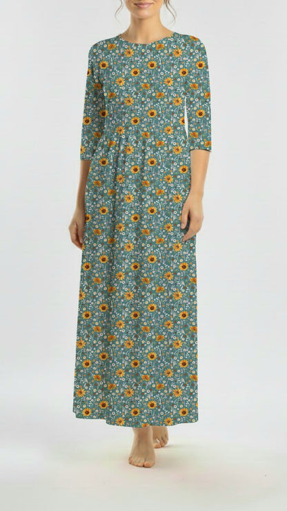 *Unique Design* Willow Ribbed Knit Autumn Sunflower Aqua