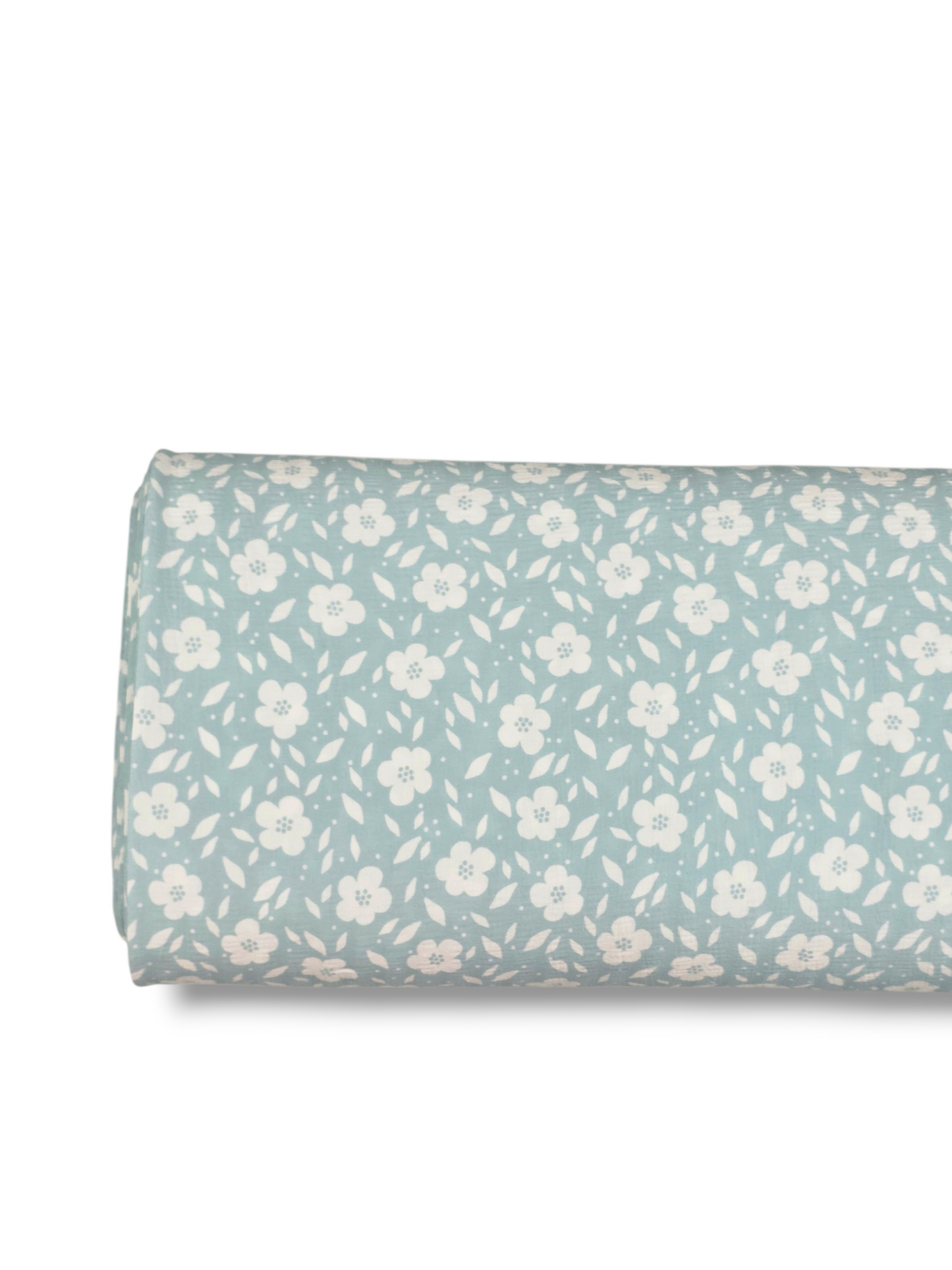 * Unique Design * Crinkled Crepe White Flower Field Aqua