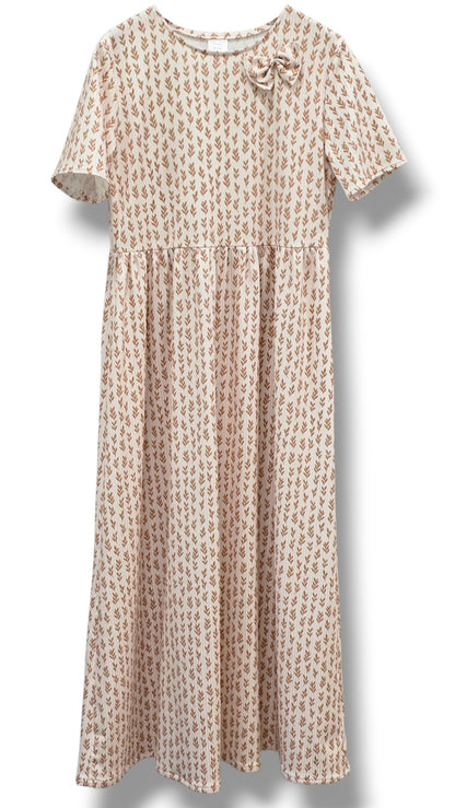 8-9 Yr Willow Ribbed Knit Golden Sprigs Dress