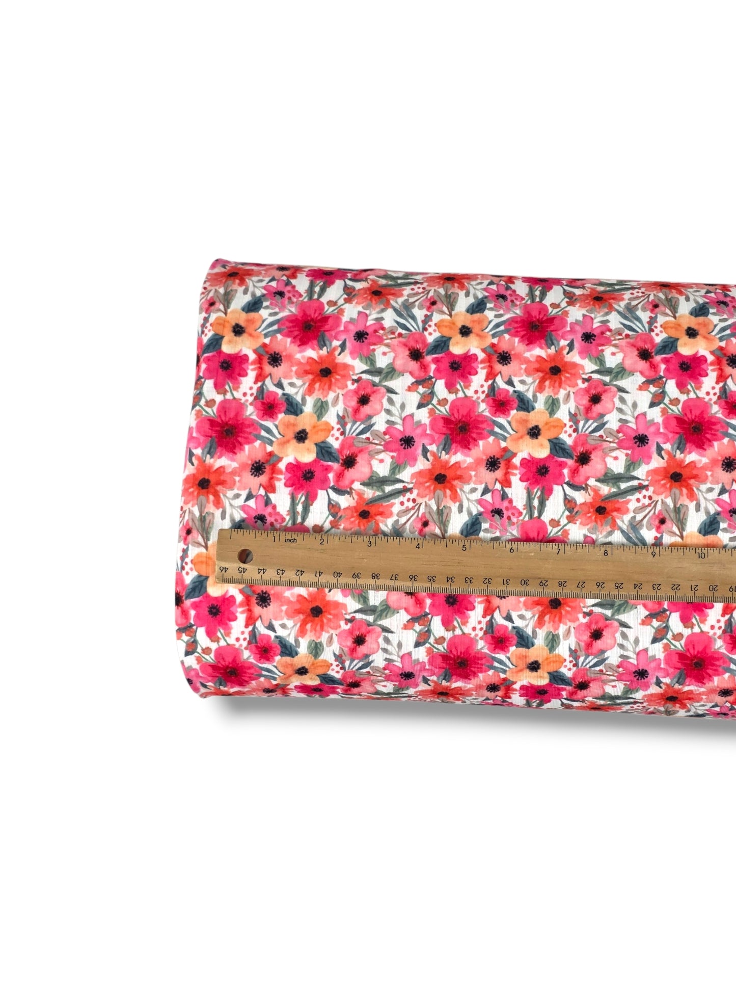 *Unique Design* Ribbed Knit Cotton Feel Coral Confetti Floral