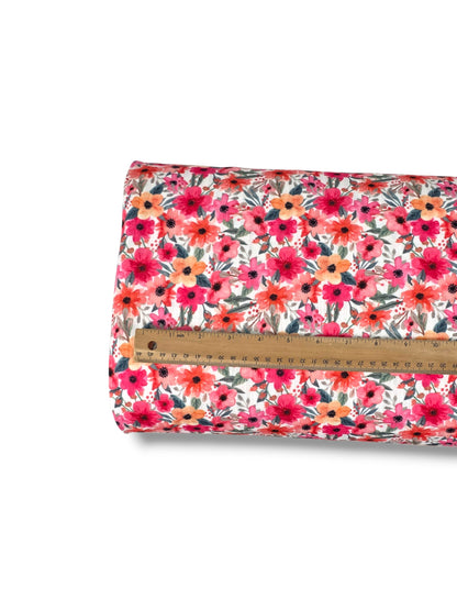 *Unique Design* Ribbed Knit Cotton Feel Coral Confetti Floral