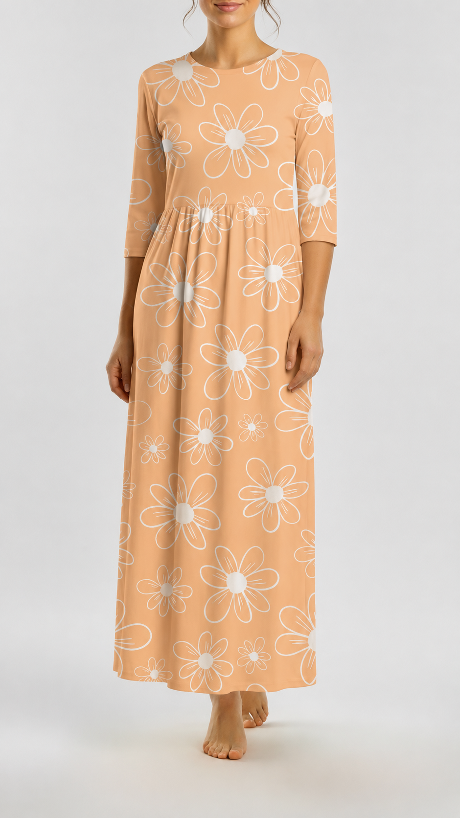 *Unique Design* Swiss Dot Knit White Retro Daisy Yellow