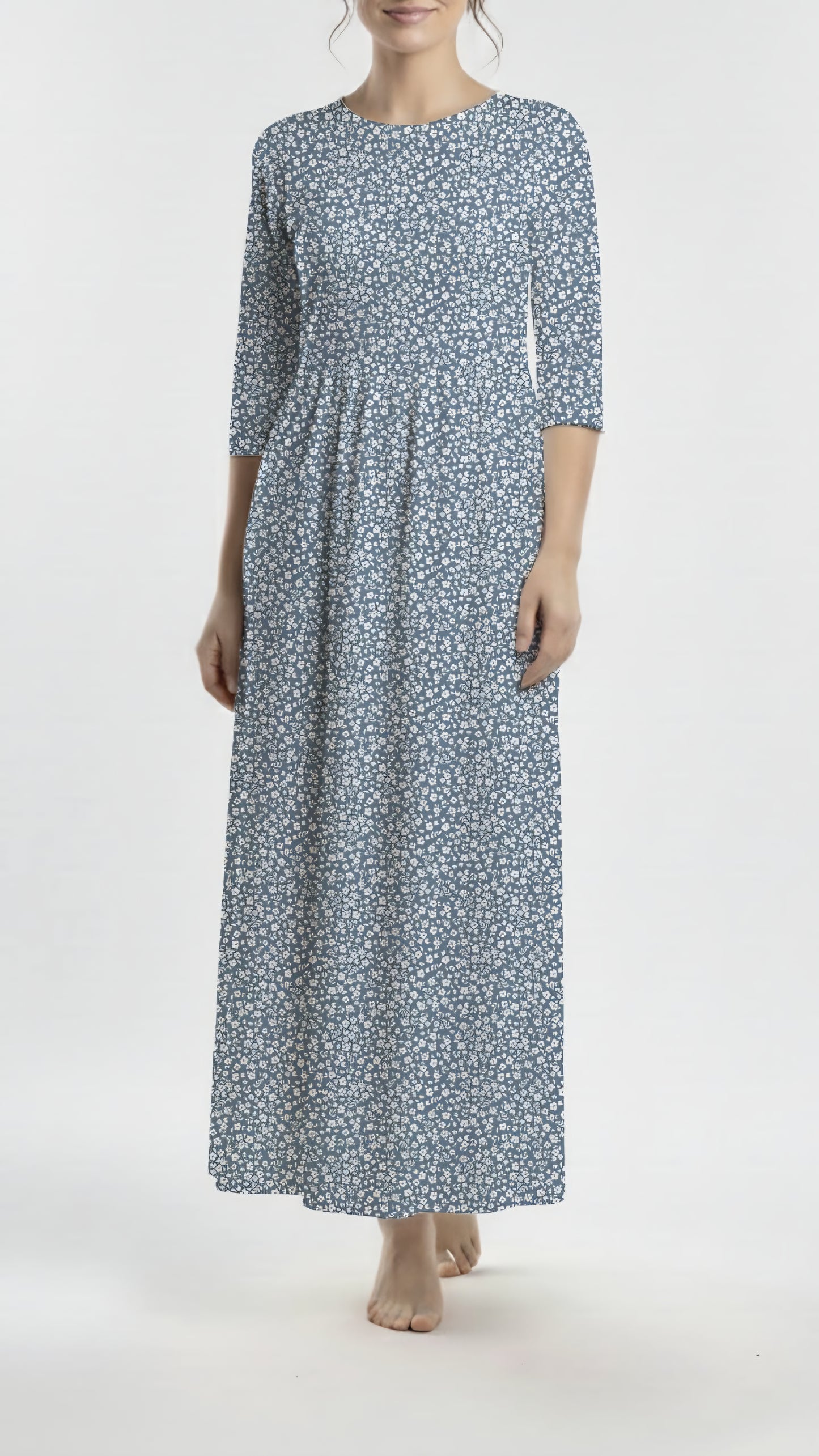 *Unique Design* Crinkled Crepe Sweet Blossom Dusty Blue