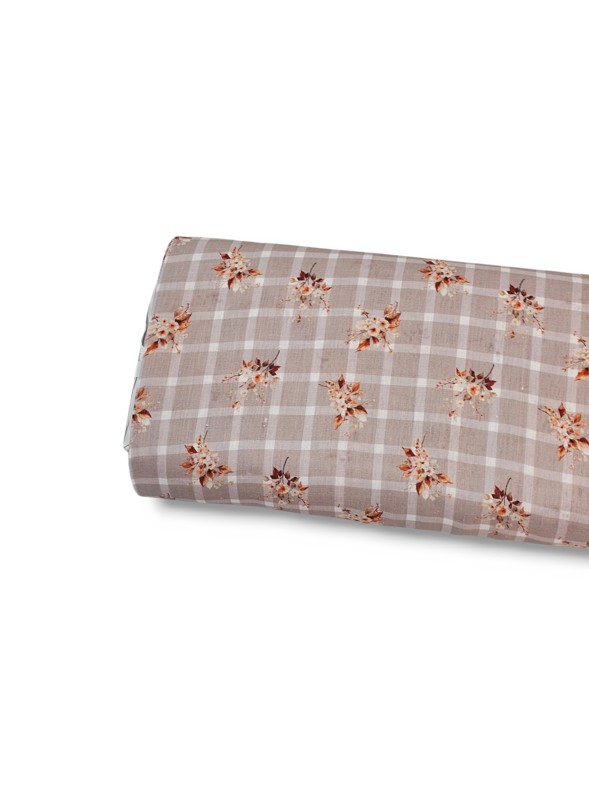 *Unique Design* Linen Floral Gingham Taupe