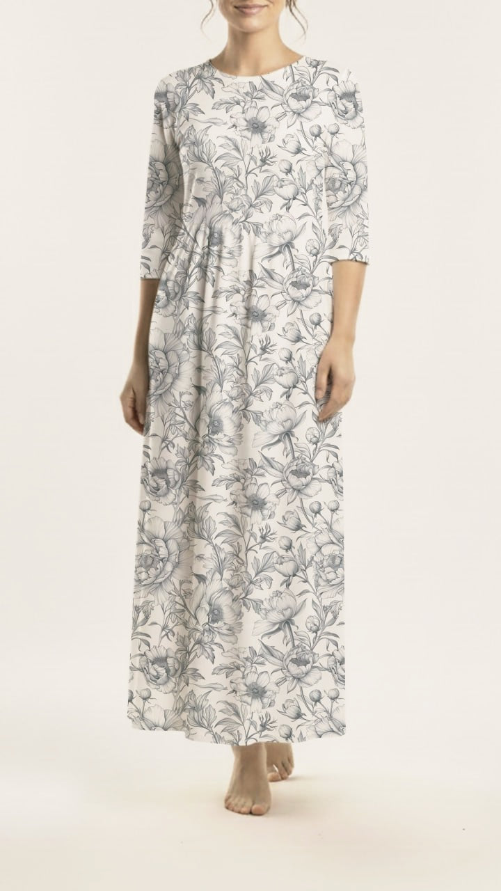 *Unique Design* Willow Ribbed Knit Dusty Gray Peony